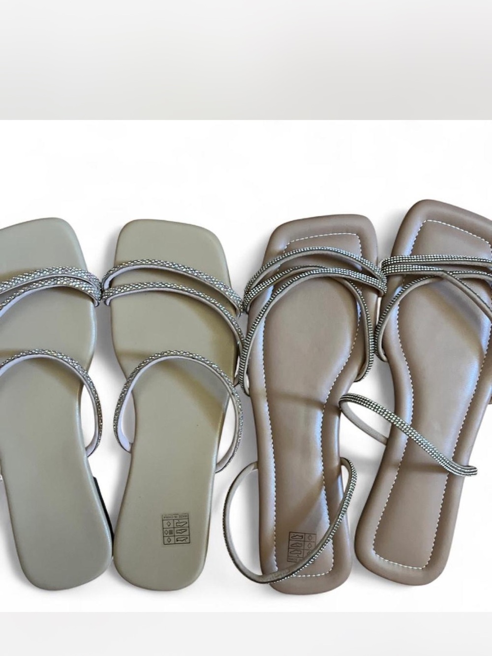 SHEIN Braided Strappy Square-Toe Sandals in Taupe and Olive
